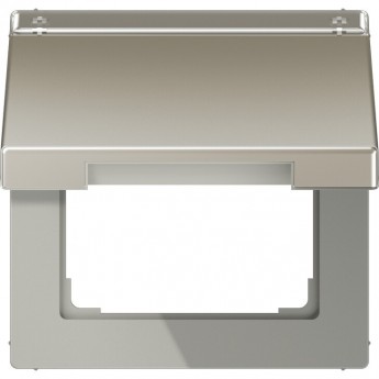 Крышка JUNG LS 990 откидная для розеток и изделий 12х15 с полем для надписи (благородная сталь)