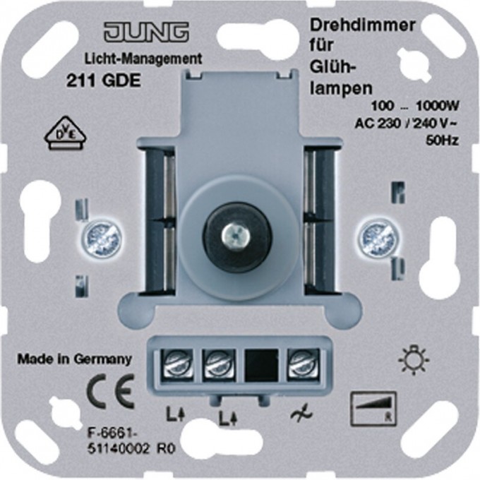 Механизм поворотно-нажимного светорегулятора-переключателя JUNG 1000 Вт 211GDE