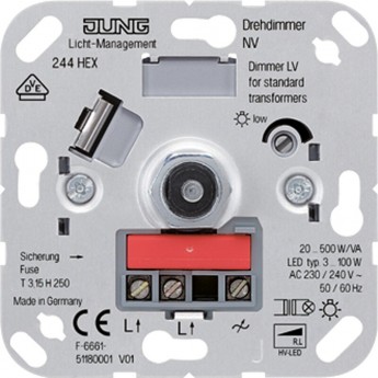 Механизм поворотно-нажимного светорегулятора-переключателя JUNG 500 Вт Механизм поворотно-нажимного светорегулятора-переключателя JUNG 500 Вт