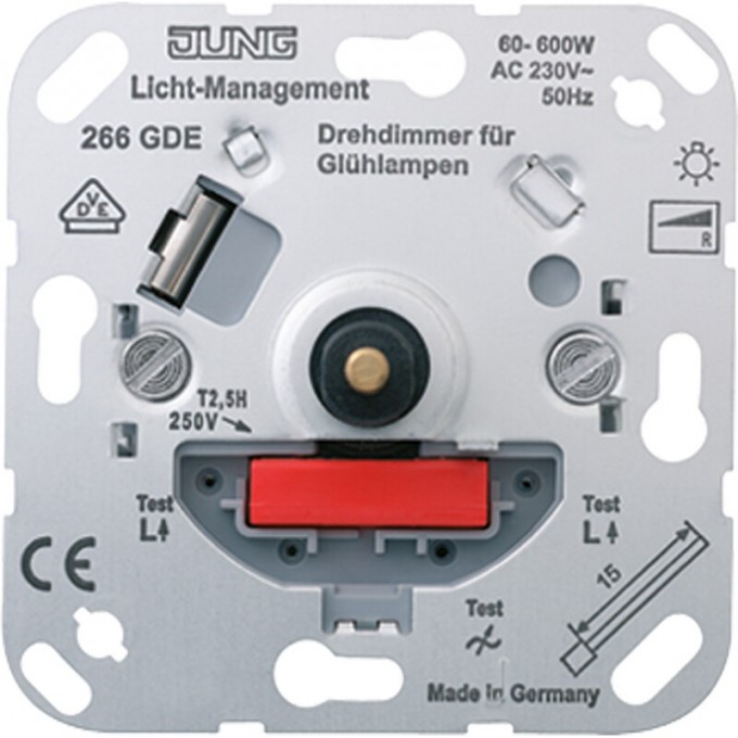 Механизм поворотно-нажимной светорегулятора-переключателя JUNG 600 Вт 266GDE
