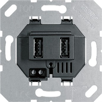 Механизм розетки 2xUSB JUNG A 500 черный Механизм розетки 2xUSB JUNG A 500 черный