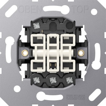 Механизм трёхклавишного переключателя JUNG с винтовыми зажимами 10АХ/250В Механизм трёхклавишного переключателя JUNG с винтовыми зажимами 10АХ/250В