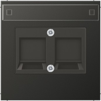 Накладка JUNG LS METAL со шторками и полем для надписи для 2-х разъёмов (антрацит)