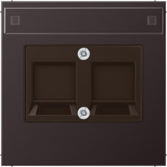 Накладка JUNG LS METAL со шторками и полем для надписи для 2-х разъёмов (лакированный алюминий)