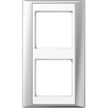 Рамка 2 поста JUNG A PLUS алюминий/белый Рамка 2 поста JUNG A PLUS алюминий/белый