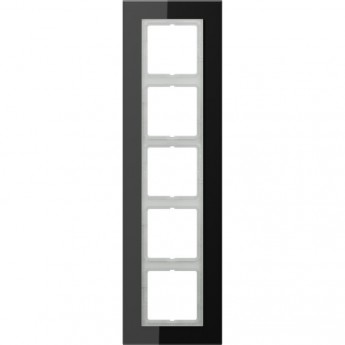 Рамка 5 постов JUNG LS PLUS черное стекло