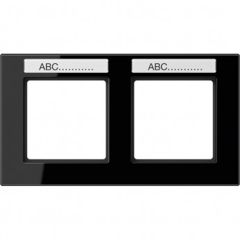 Рамка горизонтальная 2 поста JUNG A CREATION с полем для надписи (черный)