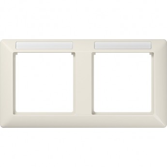 Рамка горизонтальная 2 поста JUNG AS 500 с полем для надписи (слоновая кость)