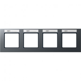Рамка горизонтальная 4 поста JUNG A CREATION с полем для надписи (антрацит)