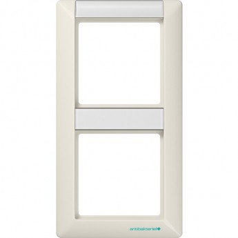 Рамка ударопрочная 2 поста JUNG AS 500 с полем для надписи (слоновая кость)