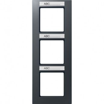 Рамка вертикальная 3 поста JUNG A CREATION с полем для надписи (антрацит)