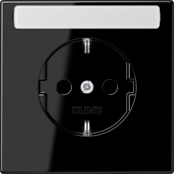 Розетка cо шторками JUNG LS 990 c полем для надписи (черный) Розетка cо шторками JUNG LS 990 c полем для надписи (черный)