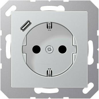Розетка JUNG A 500 2К+З 16А 250В с USB Typ С (алюминий)