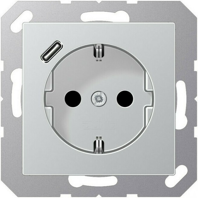 Розетка JUNG A 500 2К+З 16А 250В с USB Typ С (алюминий) A1520-18CAL