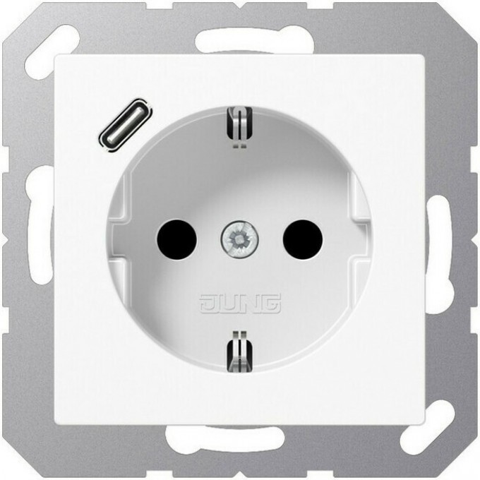 Розетка JUNG A 500 2К+З 16А 250В с USB Typ С (белый) A1520-18CWW