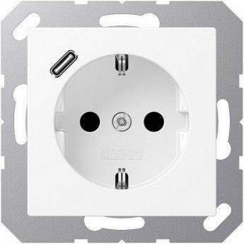 Розетка JUNG A 500 2К+З 16А 250В с USB Typ С (белый матовый)