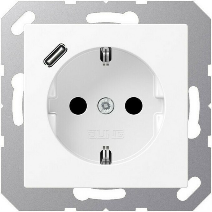 Розетка JUNG A 500 2К+З 16А 250В с USB Typ С (белый матовый) A1520-18CWWM