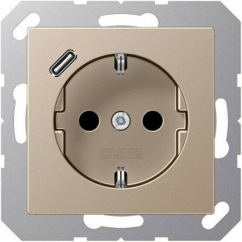 Розетка JUNG A 500 2К+З 16А 250В с USB Typ С (шампань)