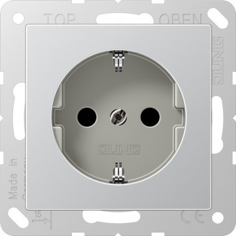 Розетка JUNG A 500 с заземлением (алюминий)