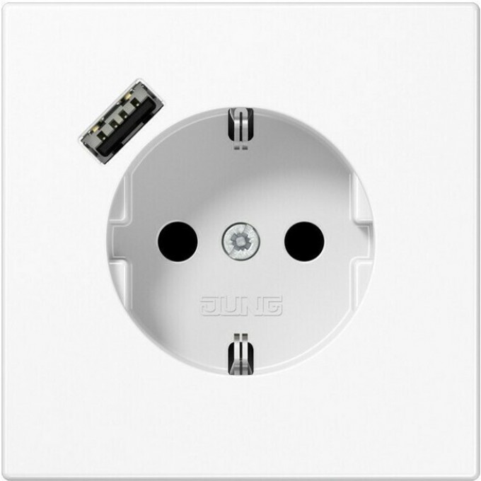 Розетка JUNG LS 990 2К+З 16А 250В с USB Typ A (белый) LS1520-18AWW