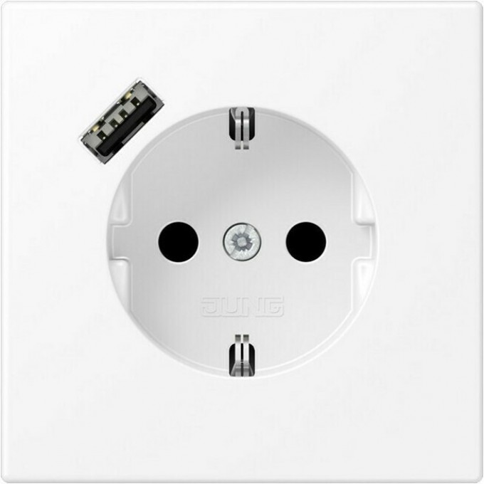 Розетка JUNG LS 990 2К+З 16А 250В с USB Typ A (белый матовый) LS1520-18AWWM