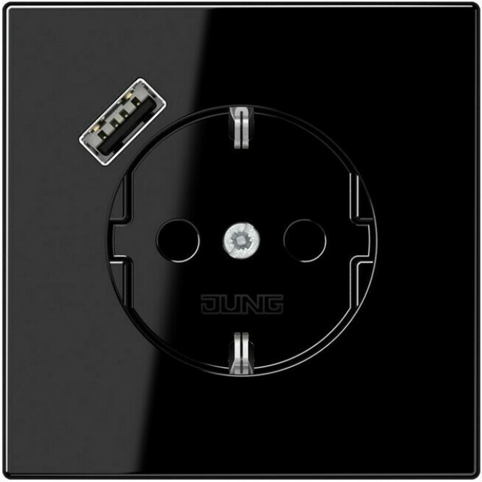 Розетка JUNG LS 990 2К+З 16А 250В с USB Typ A (черный) LS1520-18ASW