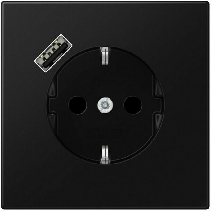 Розетка JUNG LS 990 2К+З 16А 250В с USB Typ A (черный матовый) LS1520-18ASWM