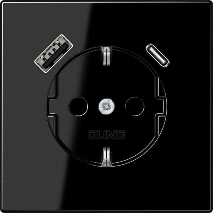 Розетка JUNG LS 990 2К+З 16А 250В с USB Typ AC (черный) LS1520-15CASW