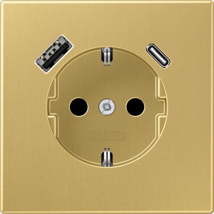 Розетка JUNG LS 990 2К+З 16А 250В с USB Typ AC (латунь) ME1520-15CAC-L
