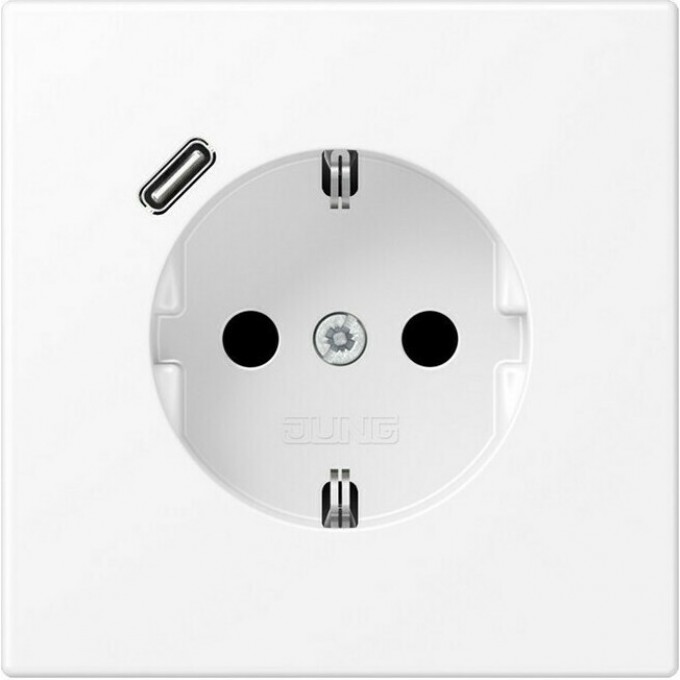 Розетка JUNG LS 990 2К+З 16А 250В с USB Typ С (белый матовый) LS1520-18CWWM