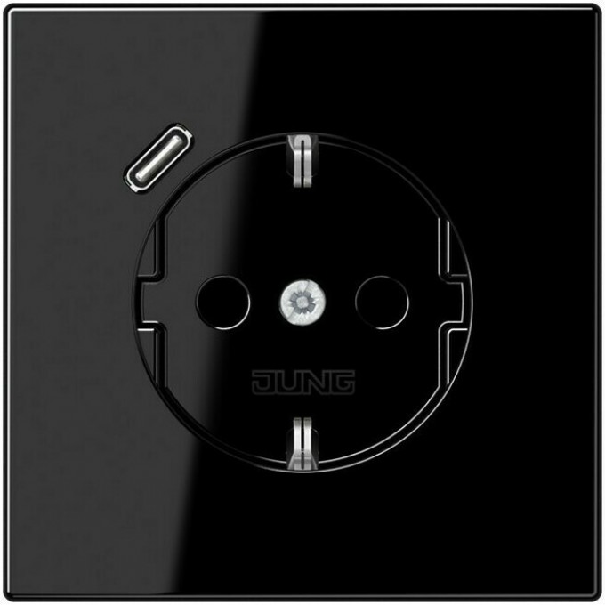 Розетка JUNG LS 990 2К+З 16А 250В с USB Typ С (черный) LS1520-18CSW
