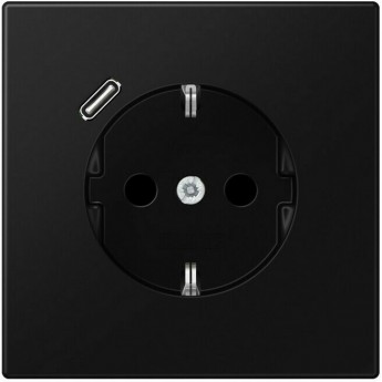 Розетка JUNG LS 990 2К+З 16А 250В с USB Typ С (черный матовый)