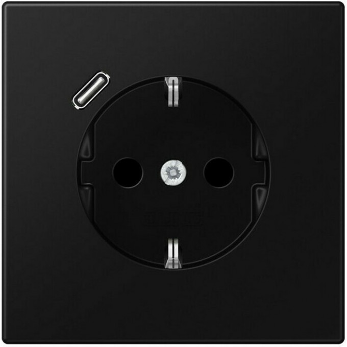 Розетка JUNG LS 990 2К+З 16А 250В с USB Typ С (черный матовый) LS1520-18CSWM