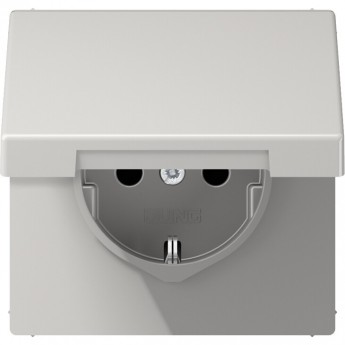 Розетка JUNG LS 990 с крышкой 2К+З 16А 250В светло-серый