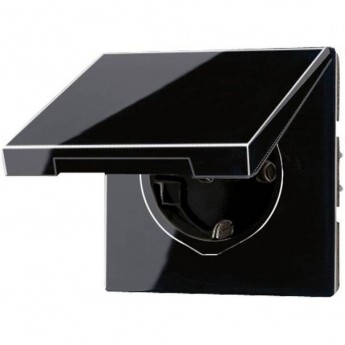 Розетка JUNG LS 990 с крышкой на пружине (черный)