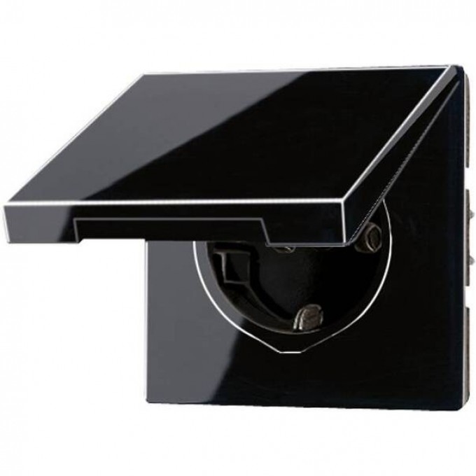 Розетка JUNG LS 990 с крышкой на пружине (черный) LS520KLKISW