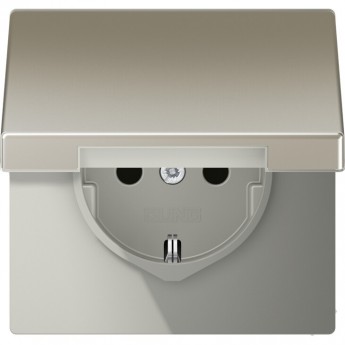 Розетка JUNG LS 990 со шторками и крышкой (стальной)