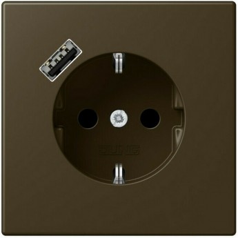 Розетка JUNG LS METAL 2К+З 16А 250В с USB Typ A (античная латунь)