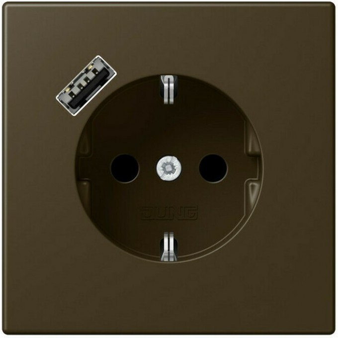 Розетка JUNG LS METAL 2К+З 16А 250В с USB Typ A (античная латунь) ME1520-18AAT-L