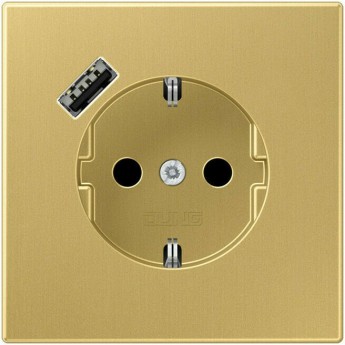 Розетка JUNG LS METAL 2К+З 16А 250В с USB Typ A (латунь)