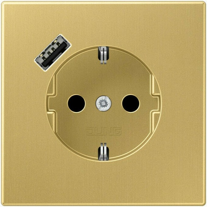 Розетка JUNG LS METAL 2К+З 16А 250В с USB Typ A (латунь) ME1520-18AC-L