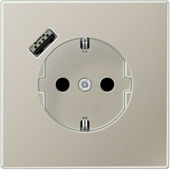 Розетка JUNG LS METAL 2К+З 16А 250В с USB Typ A (нержавеющая сталь)