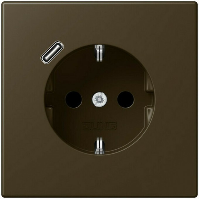 Розетка JUNG LS METAL 2К+З 16А 250В с USB Typ C (античная латунь) ME1520-18CAT-L