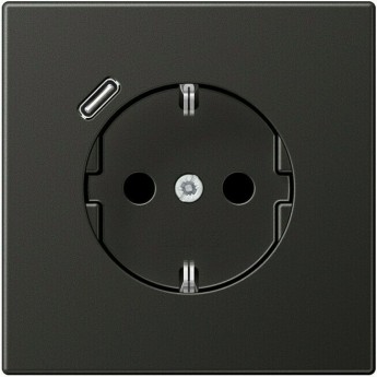 Розетка JUNG LS METAL 2К+З 16А 250В с USB Typ C (антрацит)