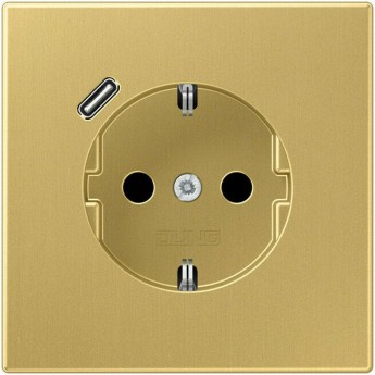 Розетка JUNG LS METAL 2К+З 16А 250В с USB Typ C (латунь)