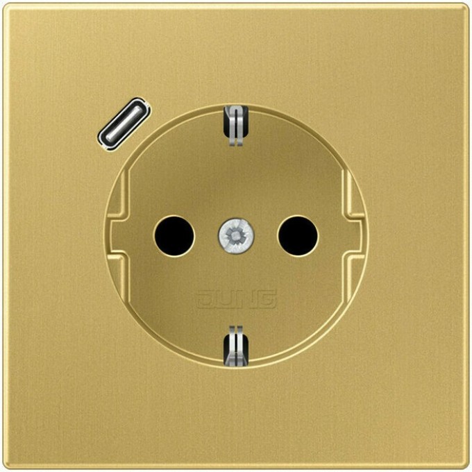 Розетка JUNG LS METAL 2К+З 16А 250В с USB Typ C (латунь) ME1520-18CC-L