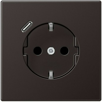 Розетка JUNG LS METAL 2К+З 16А 250В с USB Typ C (темный алюминий)