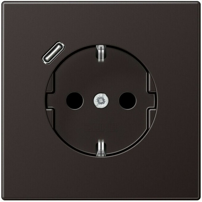 Розетка JUNG LS METAL 2К+З 16А 250В с USB Typ C (темный алюминий) AL1520-18CD-L