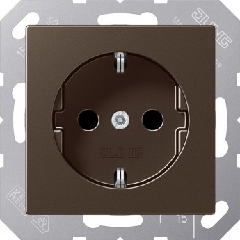 Розетка с заземлением JUNG А 500 2К+З 16 А 250В со шторками (мокко) Розетка с заземлением JUNG А 500 2К+З 16 А 250В со шторками (мокко)