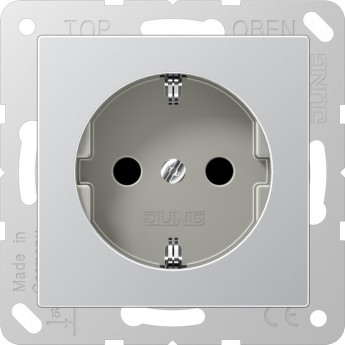 Розетка с заземлением JUNG A 500 2К+З 16А 250В алюминий
